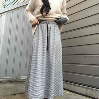 Daily Autumn Striped A-Line Long Skirt
