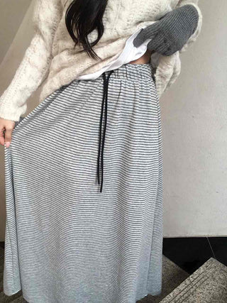 Daily Autumn Striped A-Line Long Skirt