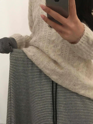 Daily Autumn Striped A-Line Long Skirt