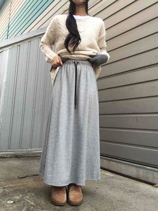 Daily Autumn Striped A-Line Long Skirt