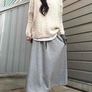 Daily Autumn Striped A-Line Long Skirt