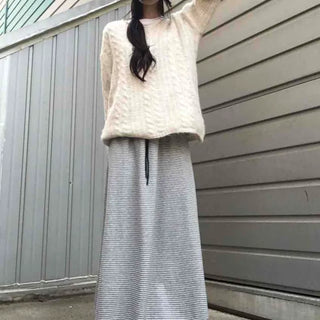 Daily Autumn Striped A-Line Long Skirt
