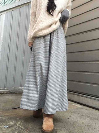 Daily Autumn Striped A-Line Long Skirt