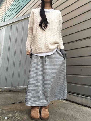 Daily Autumn Striped A-Line Long Skirt