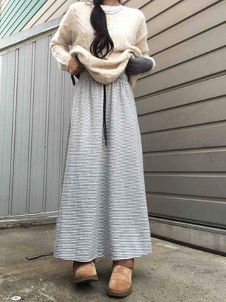 Daily Autumn Striped A-Line Long Skirt