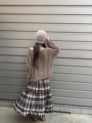 Soft Fuzzy Boat Neck Loose Fit Knit