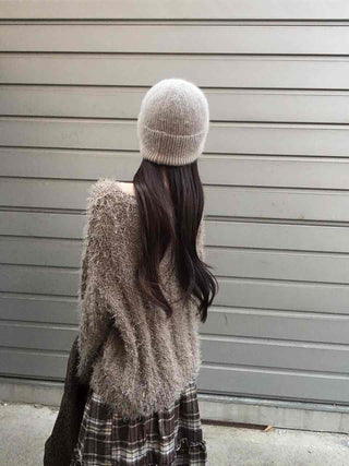 Soft Fuzzy Boat Neck Loose Fit Knit