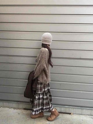 Soft Fuzzy Boat Neck Loose Fit Knit