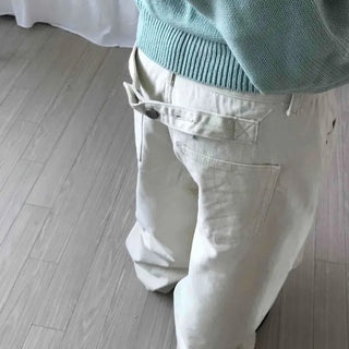 Back Buckle Point Tapered Wide Denim Pants