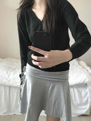 Minimal Cashmere Cozy Fit V-Neck Button Short Cardigan