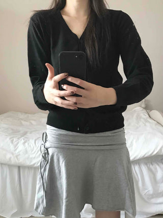 Minimal Cashmere Cozy Fit V-Neck Button Short Cardigan
