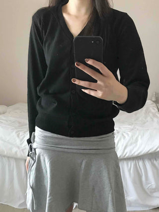 Minimal Cashmere Cozy Fit V-Neck Button Short Cardigan