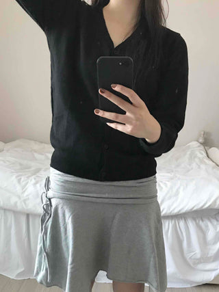 Minimal Cashmere Cozy Fit V-Neck Button Short Cardigan