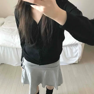 Minimal Cashmere Cozy Fit V-Neck Button Short Cardigan