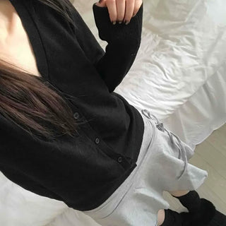 Minimal Cashmere Cozy Fit V-Neck Button Short Cardigan