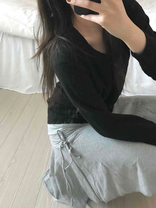 Minimal Cashmere Cozy Fit V-Neck Button Short Cardigan