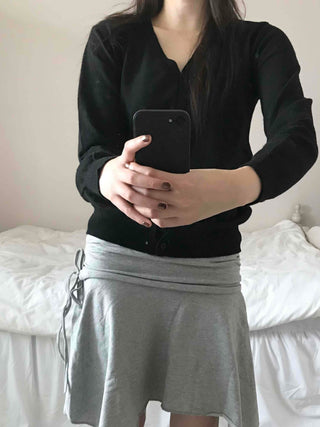 Minimal Cashmere Cozy Fit V-Neck Button Short Cardigan