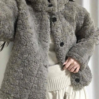 Fuzzy Fleece Big Collar Short Shearling Coat
