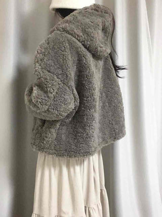 Fuzzy Fleece Big Collar Short Shearling Coat