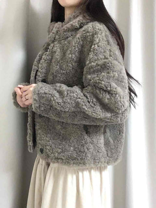 Fuzzy Fleece Big Collar Short Shearling Coat
