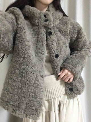 Fuzzy Fleece Big Collar Short Shearling Coat
