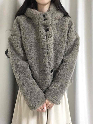 Fuzzy Fleece Big Collar Short Shearling Coat