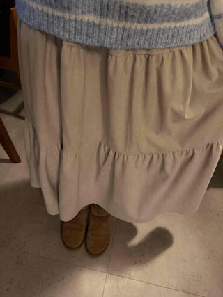 Natural Tier Shirred Elastic Cotton Maxi Skirt
