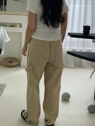 Shino Carpenter Patch Cotton Wide Pants