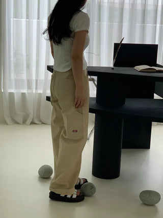 Shino Carpenter Patch Cotton Wide Pants