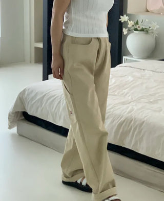 Shino Carpenter Patch Cotton Wide Pants