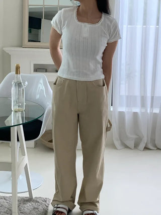 Shino Carpenter Patch Cotton Wide Pants