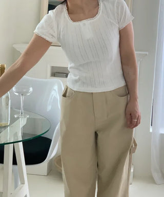 Shino Carpenter Patch Cotton Wide Pants