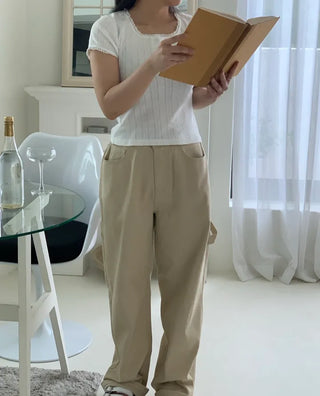 Shino Carpenter Patch Cotton Wide Pants