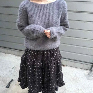 Soft Fuzzy Boat Neck Crop Knit