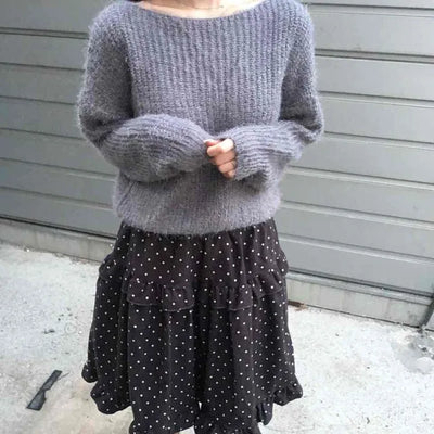 Soft Fuzzy Boat Neck Crop Knit