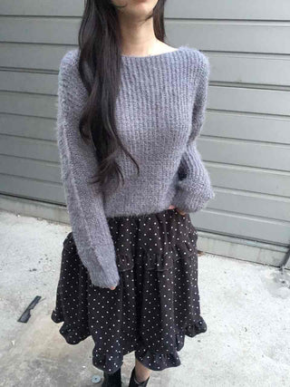 Soft Fuzzy Boat Neck Crop Knit