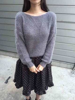 Soft Fuzzy Boat Neck Crop Knit