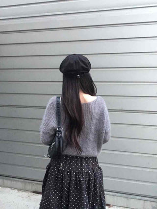 Soft Fuzzy Boat Neck Crop Knit
