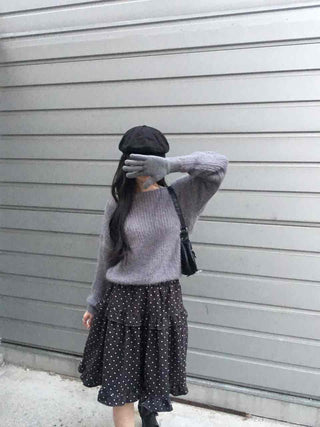 Soft Fuzzy Boat Neck Crop Knit