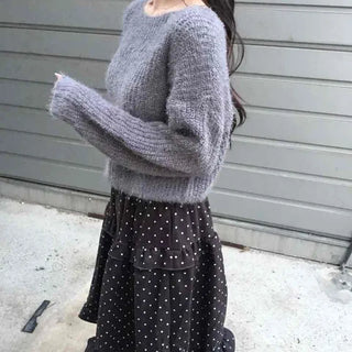 Soft Fuzzy Boat Neck Crop Knit