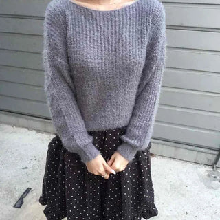 Soft Fuzzy Boat Neck Crop Knit