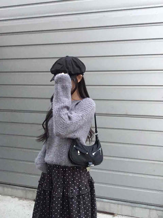 Soft Fuzzy Boat Neck Crop Knit