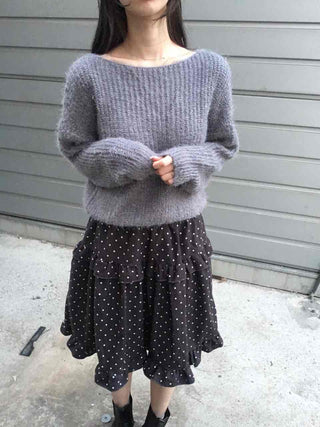 Soft Fuzzy Boat Neck Crop Knit