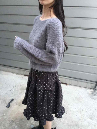 Soft Fuzzy Boat Neck Crop Knit