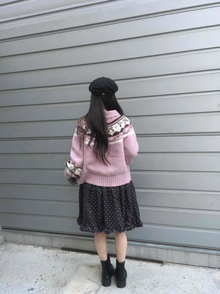 Vintage Argyle Jacquard Oversized Knit Cardigan