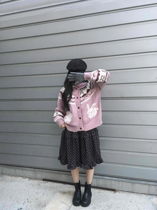 Vintage Argyle Jacquard Oversized Knit Cardigan