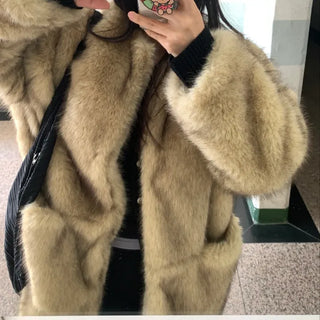 Soft Faux Fur Collarless Crop Boxy Coat