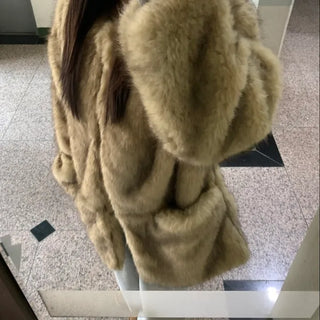 Soft Faux Fur Collarless Crop Boxy Coat