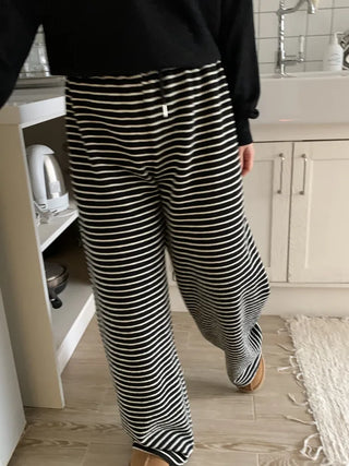 Casual Striped Semi-Wide Elastic Waist Training Pants