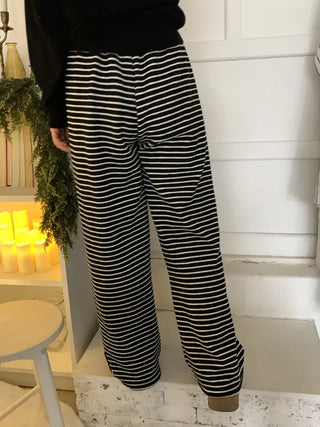 Casual Striped Semi-Wide Elastic Waist Training Pants
